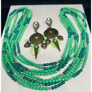 Signed necklace, vintage jewelry, jewelry set, vintage earrings, gift for her,